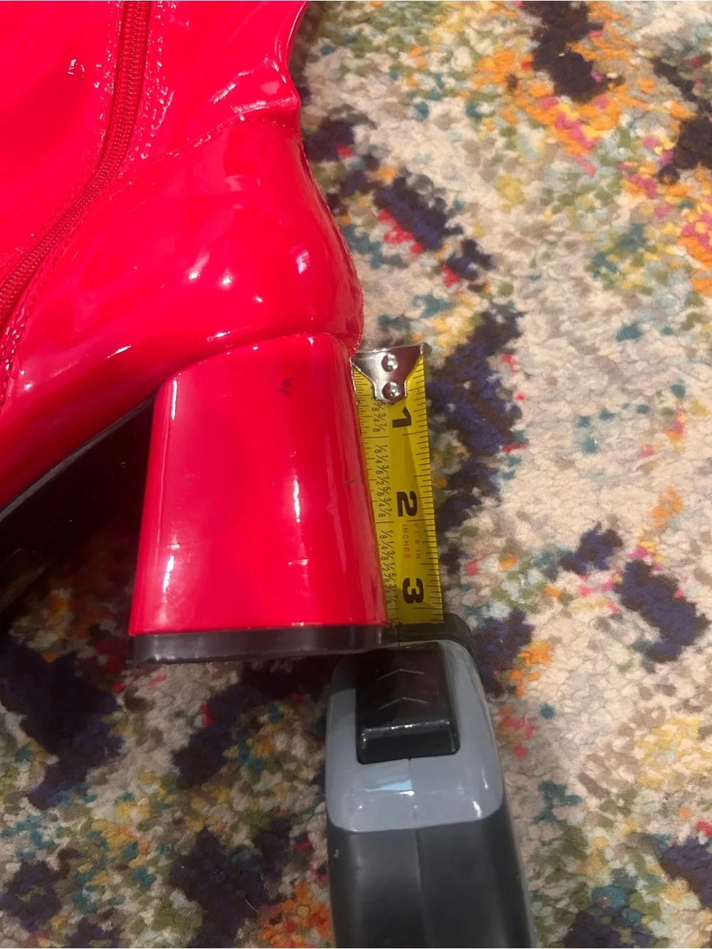 Red Patent Knee-High Block Heel Boots